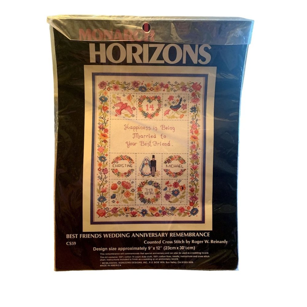 VTG Best Friends Wedding Anniversary Remembrance Monarch Horizons Cross Stitch